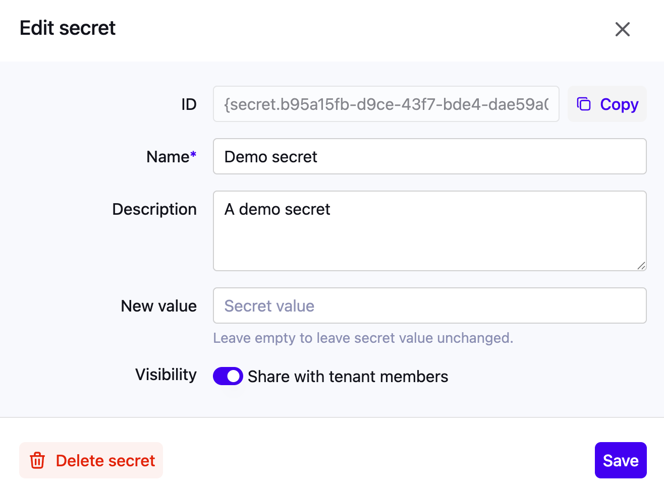 Editing a secret